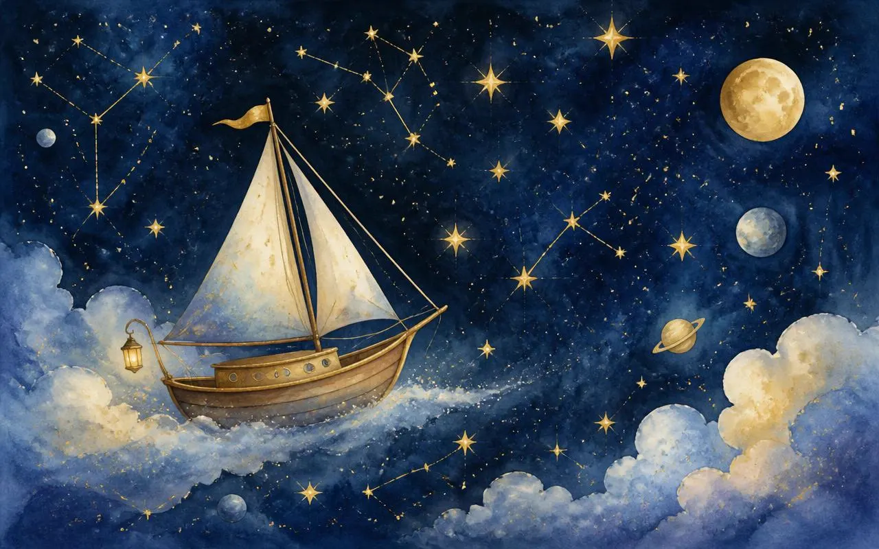 Illustration aquarelle de l'univers « Le voyage dans les étoiles »